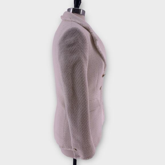 NWT Mango Ivory Double-Breasted Tweed Blazer Pearl Gold Buttons XS - Picture 3 of 16